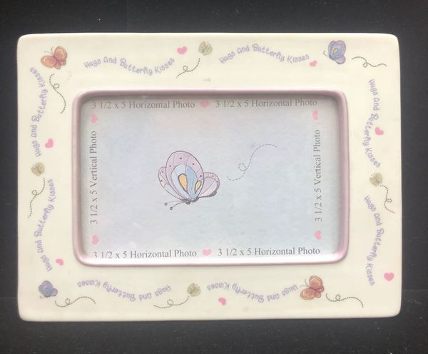 SALE - Hugs and Butterfly Kisses Picture Frame, 8in - 4x6 Photo