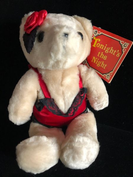 SALE - Rare Vintage Valentine Teddy Bear Plush in Sexy Lingerie "Tonight's the Night" 6in , 1986 - Romantic Gifts