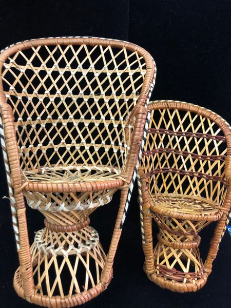 Brown Wicker Chair for Dolls, Teddy Bears - Craft