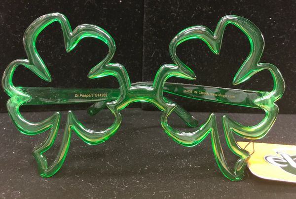 St. Patrick's Day Funky Shamrock Glasses - Green Clovers