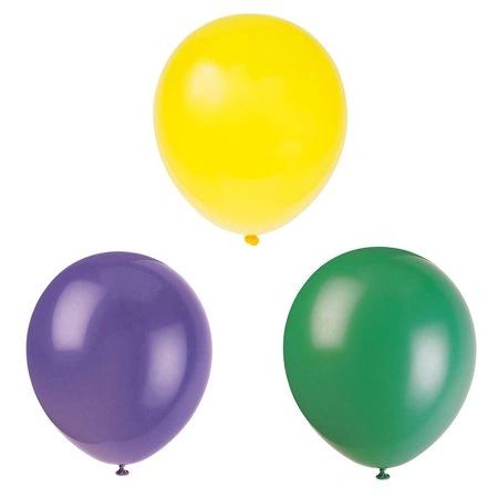Mardi Gras Colors Latex Balloons, 11in - 12ct