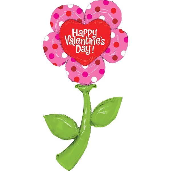 Jumbo Happy Valentine's Day Flower, Fresh Picks Super Shape Foil Balloon 60in