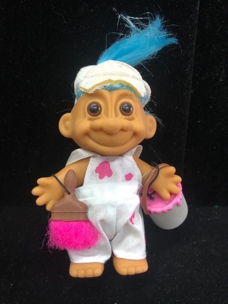 *Rare Painter Troll Doll Figure, 6in - by Russ Berrie