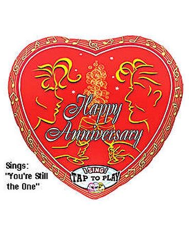 SALE - (#1a) Happy Anniversary Musical Foil Balloon, Sing A Tune, Plays You're Still the One, Red 28in - Instrumental Gifts