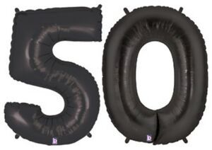50th Birthday Black Megaloon Foil Number Balloon, 40in