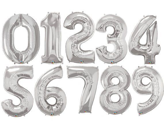 *Silver Number Balloons - Foil Megaloon Balloons, 34in