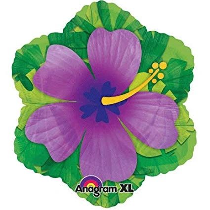 (#48) Purple Hibiscus Flower Shape Foil Balloon, 18in