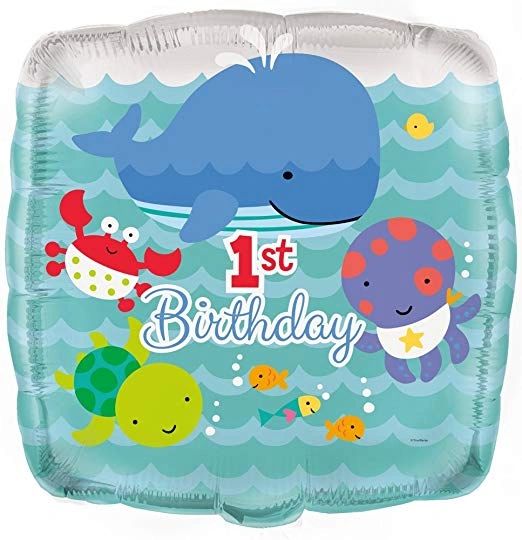 *1st Birthday Nautical, Under the Sea Foil Balloons, 18in - First Birthday