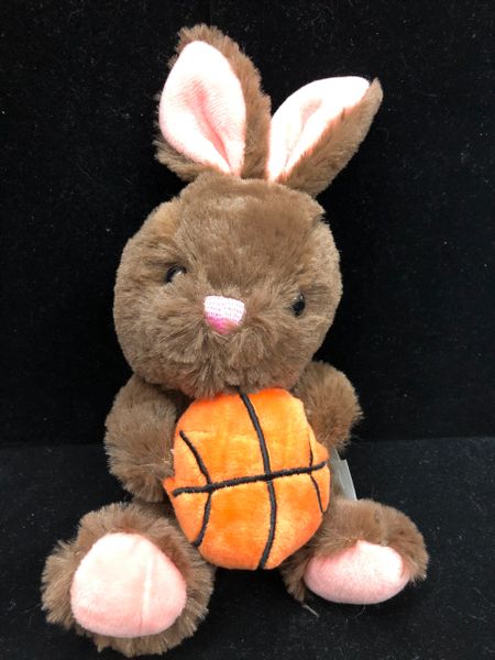 Brown Easter Bunny Plush Rabbit with Basketball, 8in - Easter Gifts - Toy Sale