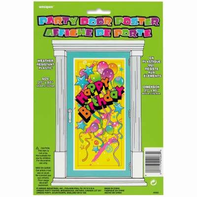 Happy Birthday Party Door Poster, Wall Decoration, Indoor/Outdoor - 27x60in