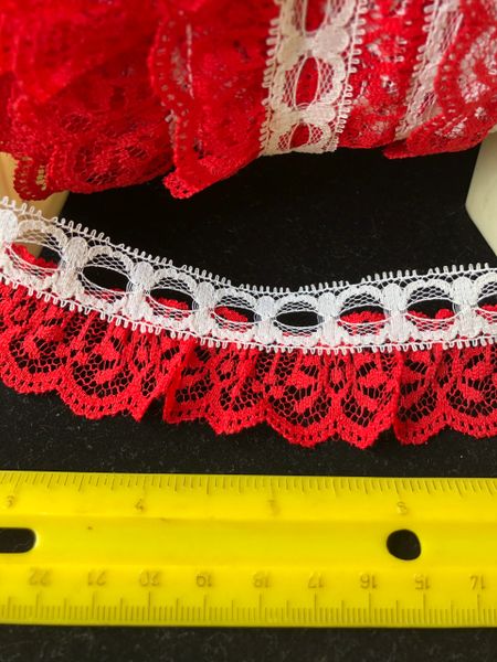 Red Lace with White Edge, 20yds - Fabric Material