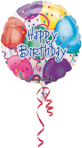 (#7) Happy Birthday Balloons Round Foil Balloon, 18in