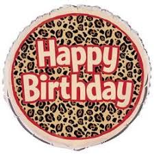 (#21) Cheetah Print Happy Birthday Round Foil Balloon, 18in - Cheetah Birthday