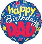 (#27a) Happy Birthday Dad, Round Foil Balloon, 18in