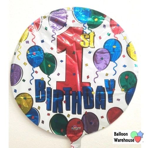 (#1) 1st Birthday Round Foil Balloon, 18in