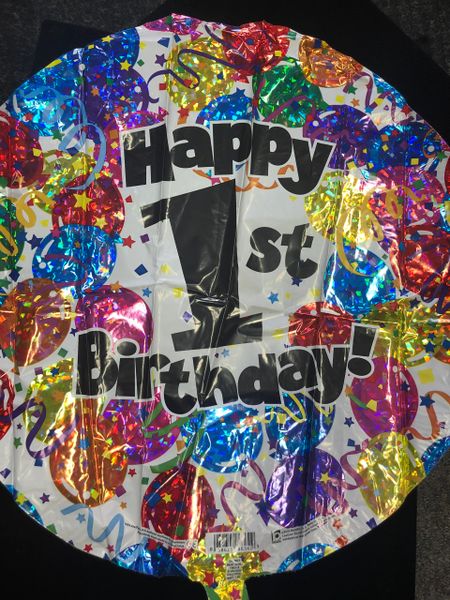 (#6) Happy 1st Birthday Round Foil Balloon, 18in - First Birthday Balloons