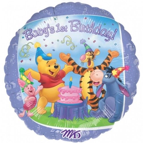 (#10) Rare Winnie the Pooh Balloon - 1st Birthday, Tigger, Eeyore, Piglet, Foil Balloon, 18in