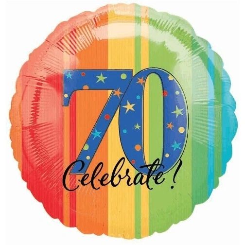 (#29) 70th Birthday Balloon - Celebrate Foil Balloon - Colorful