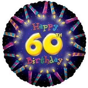 (#32) 60th Birthday Balloon with Candles Foil Balloon, 18in