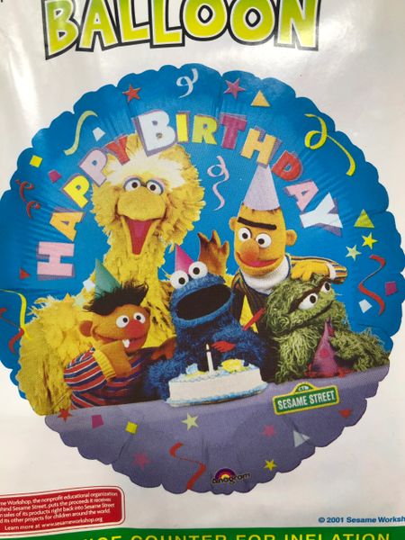 (#C11b) Rare Sesame Street Happy Birthday Foil Balloon, 18in