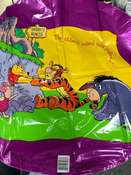 Rare - Winnie the Pooh Balloon - Tigger, Piglet Playing Hopscotch Purple Foil Balloon, Double-Sided, 18in - Discontinued