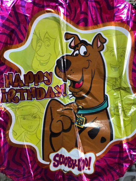 (#50a) Scooby Doo Happy Birthday Round Foil Balloon - Purple