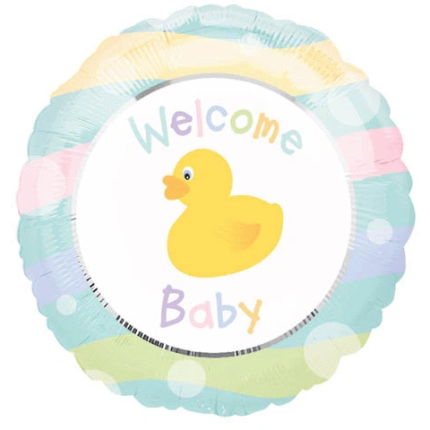 (#W2) Welcome Baby, Duckie, Round Foil Balloon, 18in