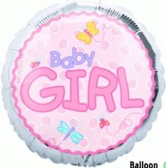 (#02g) It's a Girl, Baby Girl, Round Foil Balloon, 18in