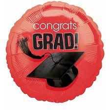 Congrats Grad! Graduation Round Foil Balloon, Red - 18in