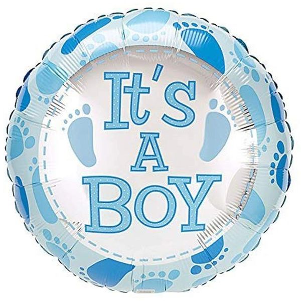 (#01b) It's a Boy, Foot Prints, Round Foil Balloon, 18in