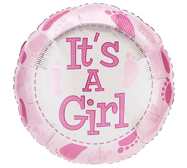 (#01g) It's a Girl, Foot Prints, Round Foil Balloon