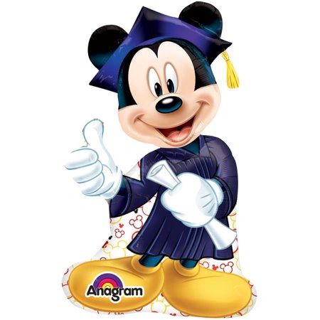 Jumbo Mickey Mouse Graduation Cap, Gown, Diploma, Super Shape Foil Balloon, 32in - Discontinued