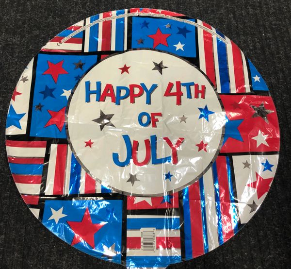 *Happy 4th of July Foil Balloon, 18in - Patriotic