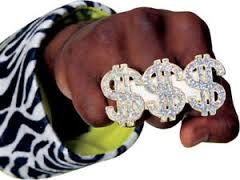 Big Daddy $$$ Tripple Dollar Pimp Ring - Pimp - Hip Hop Jewelry - Purim - Halloween Spirit