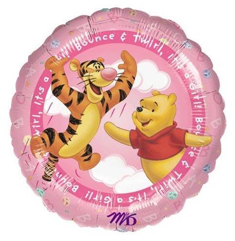 Rare - BOGO SALE - It's a Girl Winnie the Pooh Balloon - Tigger, Pink Foil Balloon, 18in