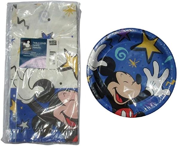 Rare Vintage Disney Mickey Mouse Table Cover & Plates Set
