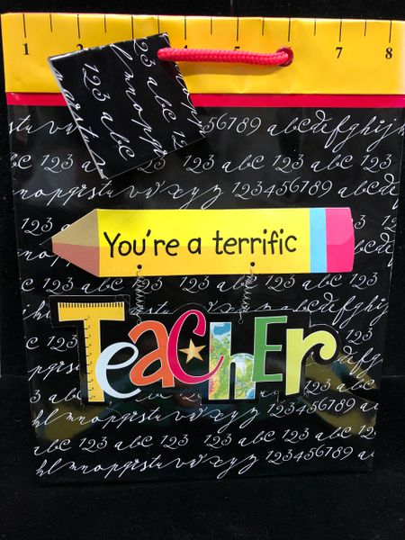 Thank You Teacher Gift Bags, 2 bags - 12x8in