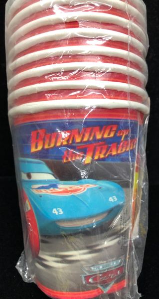 Rare Disney Pixar Cars Birthday Party Cups, Burning up the Track, 9oz - 8ct - Discontinued