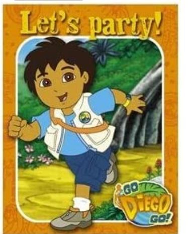 BOGO SALE - Go Diego Go! Birthday Party Invitations, 8ct