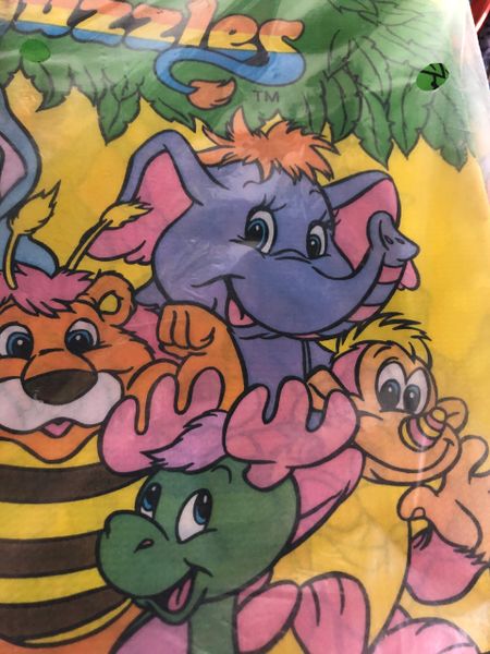 *Rare Vintage Wuzzles Cartoon Birthday Party Table Cover, 54x84in (1985)