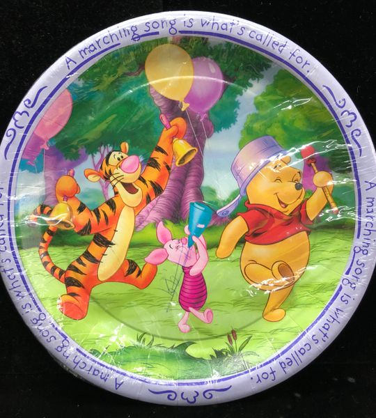 Rare Vintage Winnie the Pooh, Tigger & Piglet Birthday Party Luncheon Plates, 9oz - 8ct - Discontinued