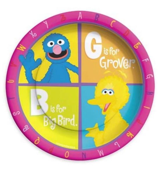 *Rare Sesame Street "B Is for Big Bird G Is for Grover Party Plates, 8ct - 9in