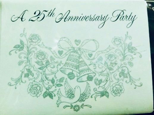 BOGO SALE - 25th Anniversary Party Packaged Invitations, 8ct, Silver Wedding Bells - Party Sale