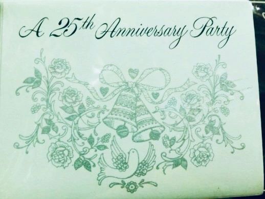 *25th Anniversary Packaged Invitations, 8ct - Silver Wedding Bells