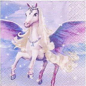 Rare Barbie Magic of Pegasus Birthday Party Beverage Napkins, 16ct, 2005 - Discontinued