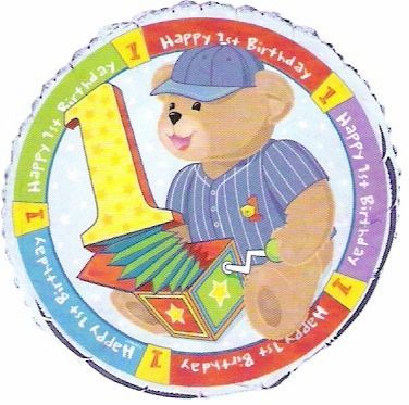 *Two 1st Birthday Boy Teddy Bear Foil Balloons - 18in - First Birthday