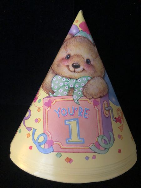BOGO SALE - You're 1 Have Fun, 1st Birthday Teddy Bear Party Cone Hats, 8ct