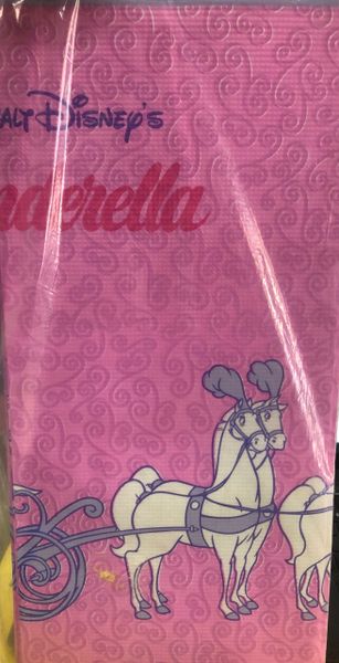 Rare Vintage Disney Princess Cinderella Birthday Party Pink Table Cover, 54x89in - Discontinued