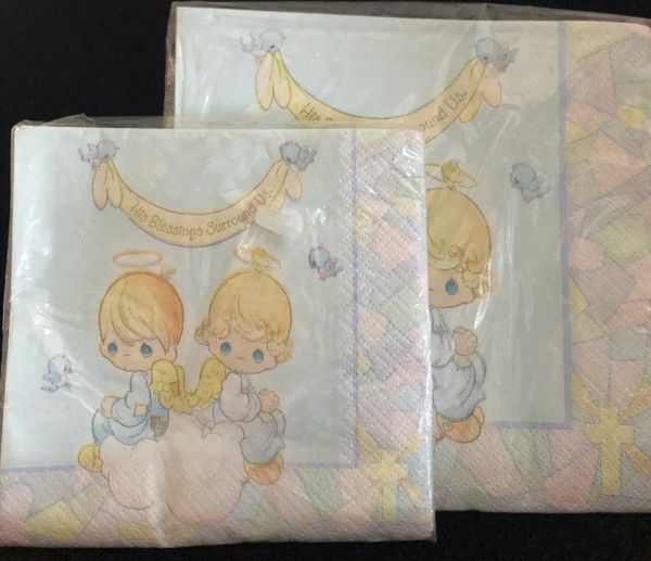 *Rare Precious Moments Baby - Beverage & Luncheon Party Napkins, 16ct - His Blessings Surround Us - Christening - Baptism