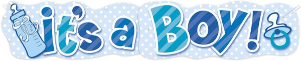 BOGO SALE - Giant It's a Boy Banner, Blue - 4.5ft - Baby Shower